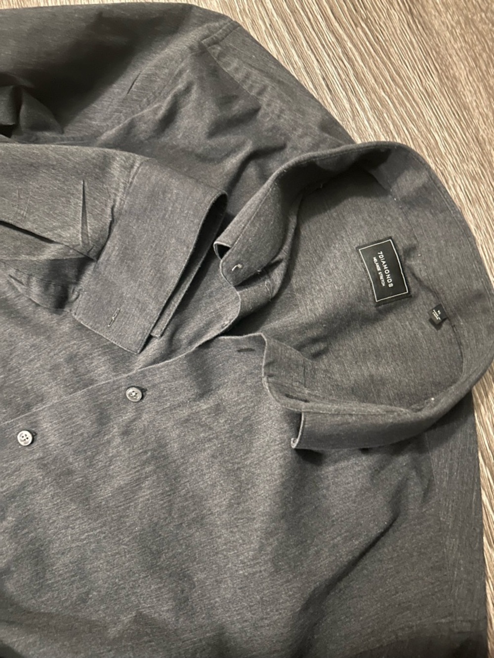 7Diamonds Melange Stretch Gray Cotton Blend Button-Up Shirt XL Men’s